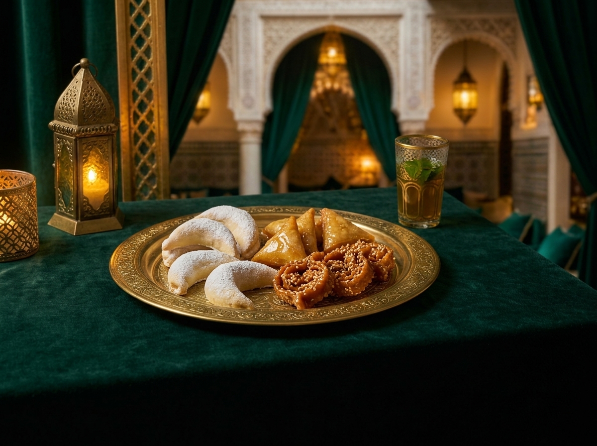 Pâtisserie fine marocaine, cornes de gazelle et briouates