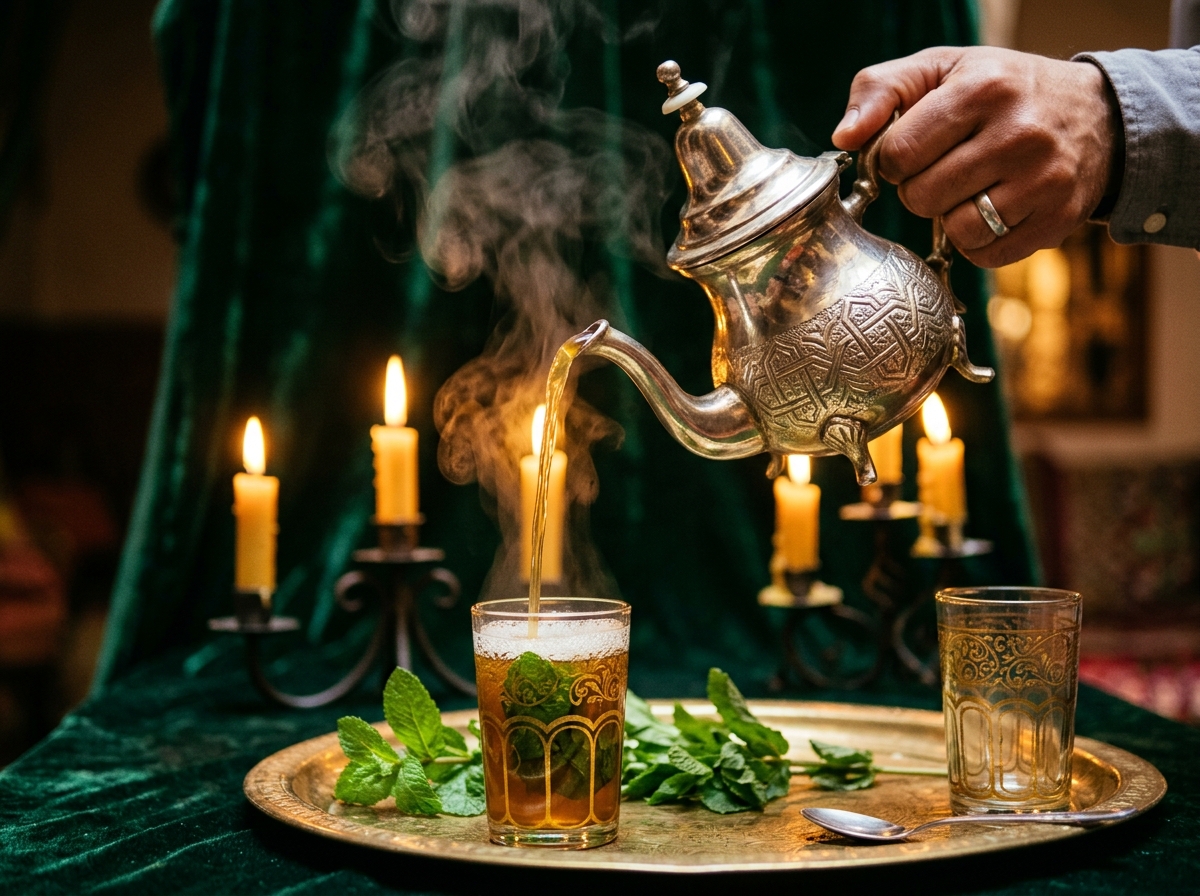 Cérémonie du thé à la menthe marocain